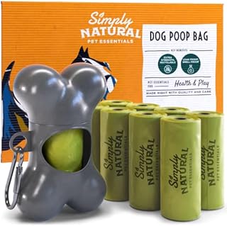 Hundekotbeutel und Spender von Simply Natural - 120 Stück Kotbeutel - 100% extra dicke, biologisch abbaubare Hundebeutel inkl. Hundekotbeutel-Spender und Clip für 120 Hundekotbeutel
