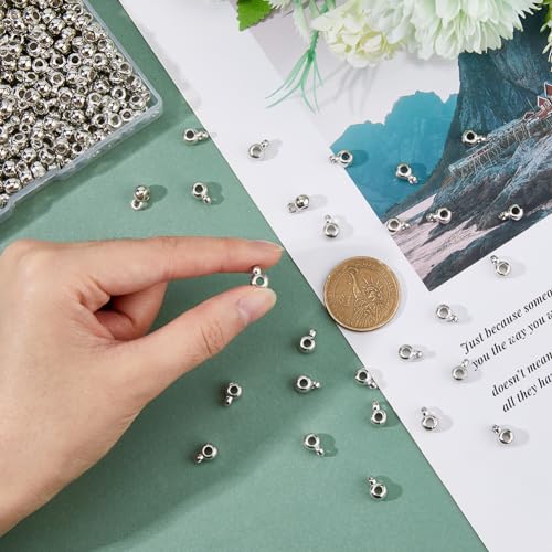 DICOSMETIC 400Pcs Bail Beads Platinum Loop Bails CCB Plastic Tube Bails Connector Spacer Beads Hanger Charm Connector Hanger Beads for DIY Bracelet Jewelry Making Hole: 2.8mm - Image 3