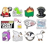 Funny Enamel Pins Pin for Adults Hat Jacket Backpack Bags Button Lanyard Assorted Cool Cute Fun Lapel Meme Cartoon Novelty Funky Silly Goose It’s Fine Sarcastic Pines Work Gifts Supplies
