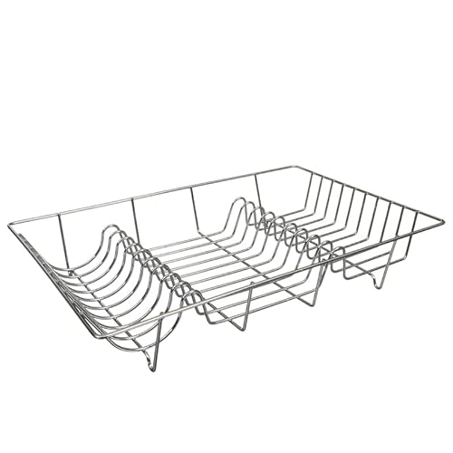 CASVO Stainless Steel Dish Drainer Rack – Kitchen Dish Drying Rack with 18 Slots Anti-Rust Wire Dish Rack for Kitchen Countertop Plates, Cups, Bowls, Trays and Glass L48.5 x W30 x H10cm (Silver)