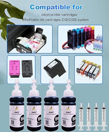 Image of ANG Black Ink with 2 Syringes | Compatible with Inkjet Printers for HP 678, 802, 901, 818, 21, 22, 27, 46, 56, 57, 680, 703, 704, 803, 900 & Canon PG 40, 47, 88, 89, 740, 745, 810, 830