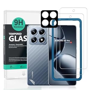 Ibywind 2 Piezas Protector Pantalla para Xiaomi 14T Pro 5G 6,67″+1 Pieza Protector Cámara+1 Pieza Protector Trasera Fibra Carbono,Dureza 9H Cristal Templado,Fácil de instalar