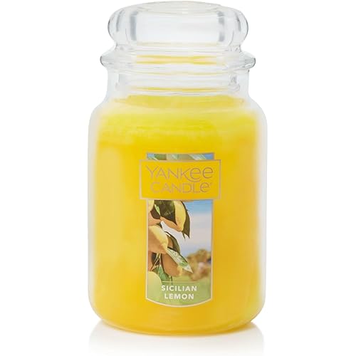 Yankee Candle Sicilian Lemon Scented Classic 22oz Large Jar Single Wick Candle Over 110 Hours of Burn Time Perfect for Home Decor Parties and Gifts