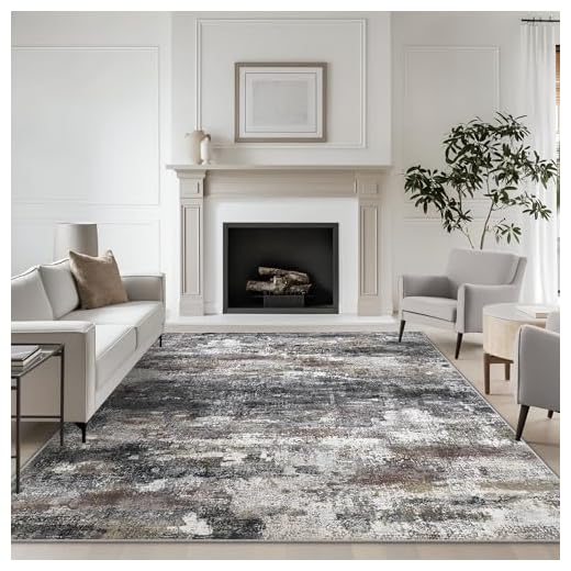 BEIMO Area Rugs 5x7 for Living Room Bedroom, Modern Abstract Machine Washable Soft Dark Gray Rug, Floor Carpet with Non Slip Backing for Dining Room