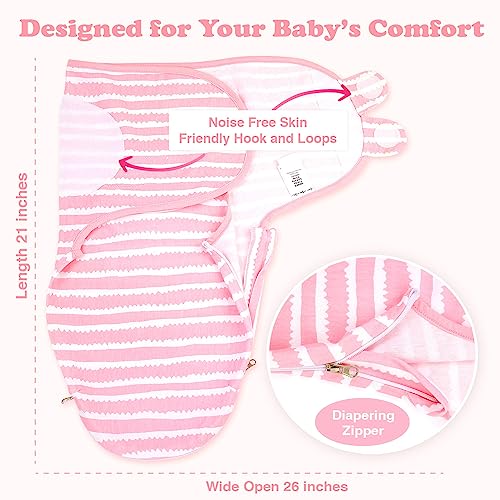 Image of Organic Zipper Swaddle Sleep Sacks - 3-Pack Swaddles for Newborns 0-3 Months, Adjustable & Breathable Infant Sleep Sack, Easy Diaper Change Swaddling Blanket for Baby Girls & Boys