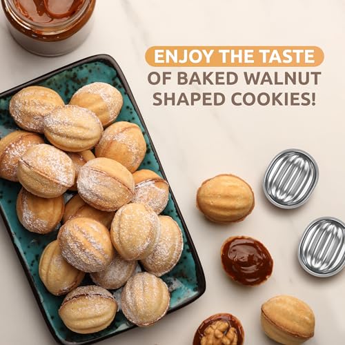 Lot 60 Oreshki Mold Oven Cookies Maker Oreshnitsa - Cookie Mold Oreshek Cake - Nut Cookie Shaped Molds - Mini Metal Mold Form Nuts for Sweet Russian Nuts Oreshki Molding for Baking (60) - Image 6