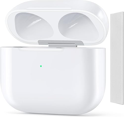 Funda de carga inalámbrica compatible con AirPods 3, cargador de repuesto para AirPods de 3 generación, con botón de sincronización de