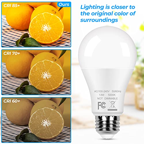 12-Pack A19 Led Light Bulbs, 100W Equivalent Bulbs, 13W 5000K Daylight White Led Bulbs With Standard E26 Medium Base, Super Bright 1500 Lumens, Cri85+, No Flicker Non-Dimmable Bulbs For Lamp #TOP3