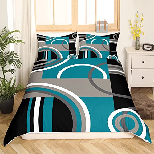 Housse de couette motifs géométriques lit garçons filles bleu marron