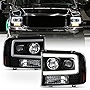 ACANII - For NEW Black 1999-2004 Ford F250 F350 F450 SD [LED Light Tube] Projector Headlights Driver & Passenger Side