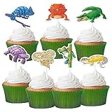 REPTIL PARTY DECORATIONEN - Jede Cupcake Dekoration ist in verschiedenen Reptilienarten und formen gestaltet. Lebendig und lebensecht, schön für Kinderparty Desserts, Kuchen. Sicherlich schaffen eine geheimnisvolle Dschungel Atmosphäre für Ihre Partei.