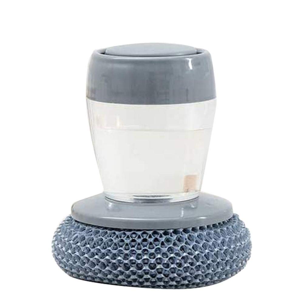 Jeyie Steel Dish Scrubber, Soap Dispensing Steel Brush Storage Set Scouring Pad Pot Scrubber Metal Sponge Household Kitchen Cleaning Brush