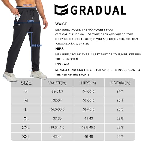 G Gradual Calça de moletom masculina com bolsos com zíper afunilada, calça atlética para treino, cor