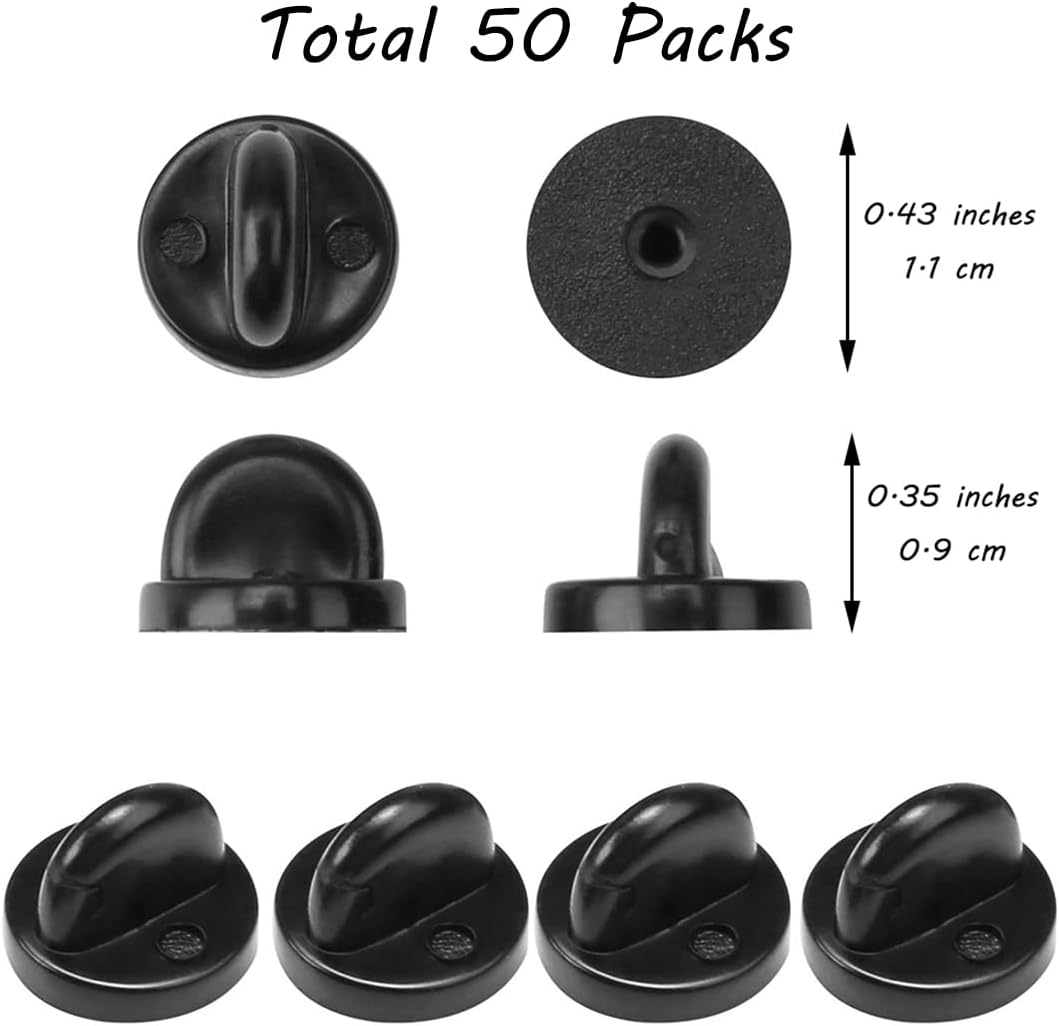 Pin Backs Pin Keepers Pin Backings PVC Rubber Butterfly Clutch Pin Lock Clasps Holder Pin Fasteners Cap for Tie Tack Lapel Uniform Badges Replacements 50 PCs