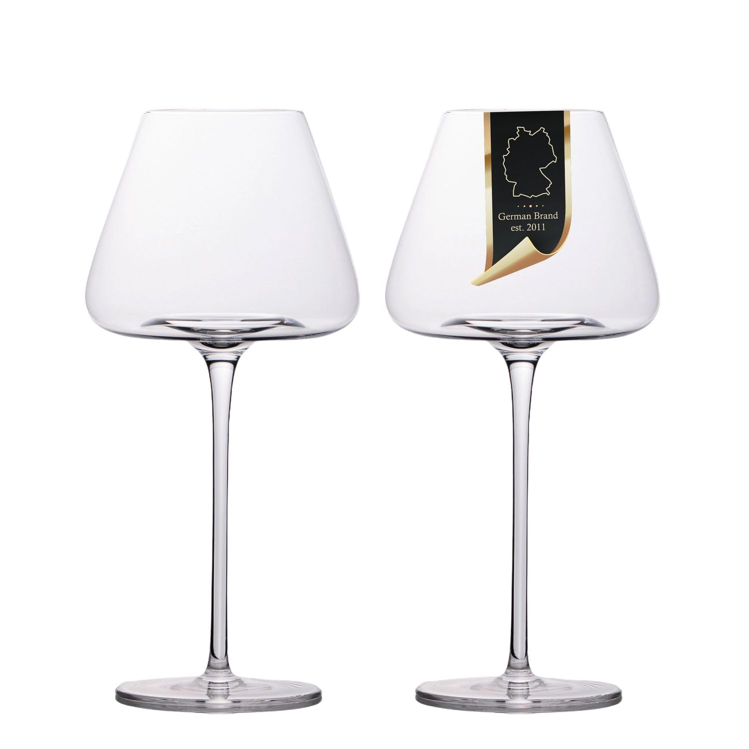 Intirilife 2x Kieliszek do wina o nowoczesnym wzornictwie - Pojemność 600 ml - Kieliszek do Białe wino Czerwone wino, kielich, nadaje się do mycia w zmywarce, szkło kryształowe, odporne na wstrząsy