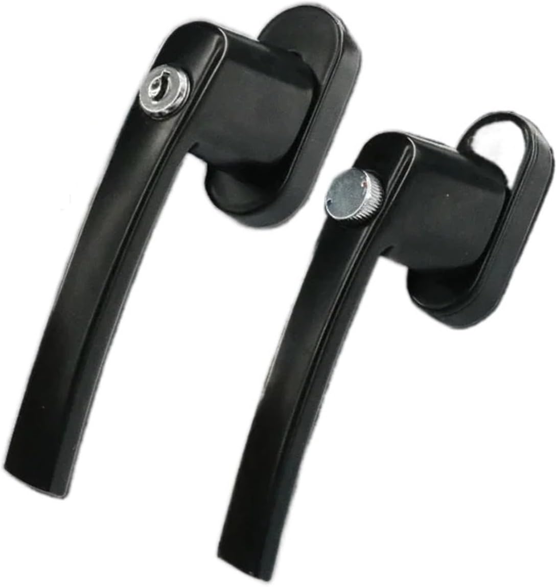 1 Set of Plastic Steel Door Lock Flat Open Double Sided Handle Lock and Key(Black)