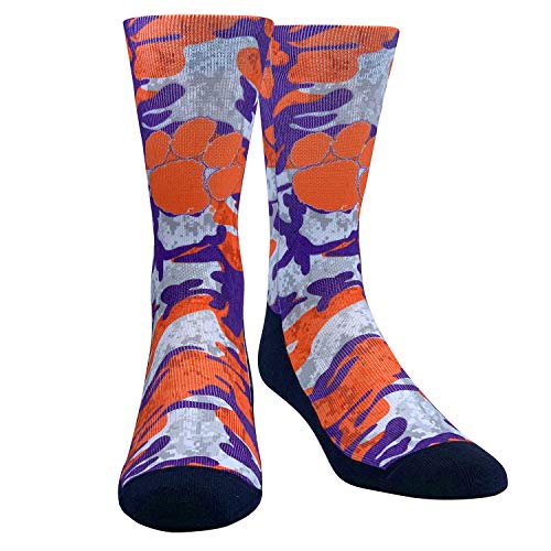 Rock Em Elite Clemson Tigers Armored Camo NCAA Licensed Crew Socks (S/M)
