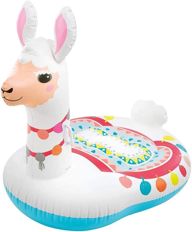 Image of Ride-On Air Inflatable Swimming Pool Float| Children Safety Rider Tube for Water Fun |Floater Raft Lounger Mattress Ring for Kids & Adults with Handles (Age 3+) (Llama)