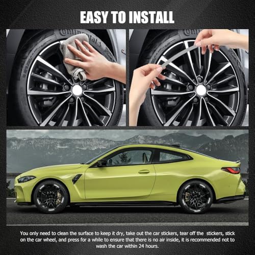 Image of Car Tyre Rim Reflective Stickers for Cars & Bikes, Night Visibility Warning Wheel Trim Safety Reflector Strips Waterproof Night Visibility Self Adhesive Universal Fit (Pack of 20, White)