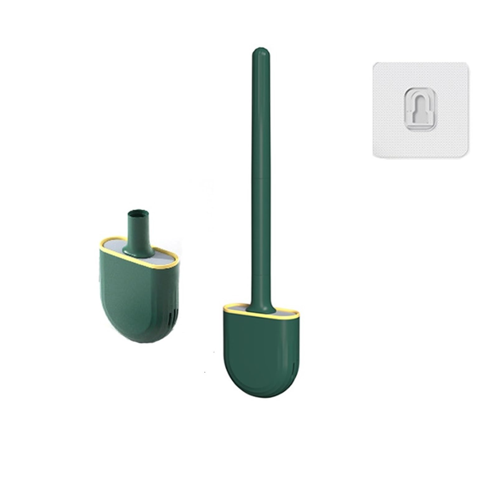 Wall Hanging Silicone Toilet Brush With Holder(Style2 green)