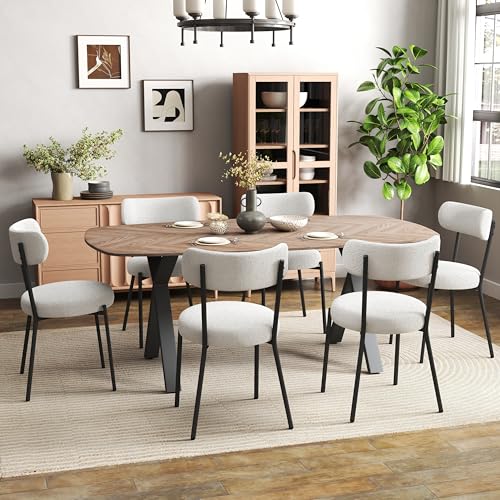 HAIZAO 7-Piece Oval Wood Dining Set