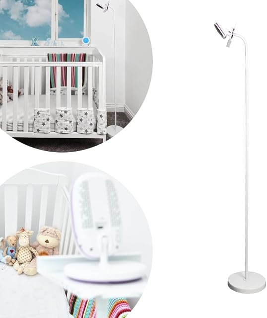 Flexi Air 360 (Round Base) The Universal Freestanding Baby Monitor Holder, Baby Video Monitor Shelf with Flexible Hose, Camera Stand for Nursery Compatible with Most Baby Monitors (White)