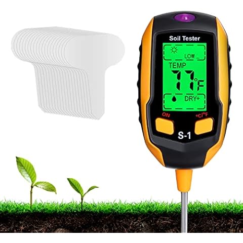 GOTGELIF Soil Moisture Meter, 4-IN-1 Soil Test Kit with 20 Labels & Soil pH Meter Tester, Plant Moisture Meter for Soil Moisture/pH/Light/Temperature for Care Flower/Potted Plants/Garden/Farm/Lawn Cover