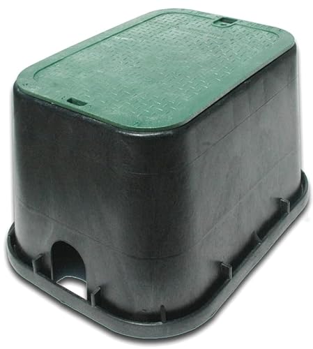 Rocky Mountain Goods 14" x 19" Standard Rectangular Valve Box with Overlapping Cover – Heavy-Duty Polyolefin – Green Lid – Irrigation Control, Water, Sewer, Utility Access – 12" Tall