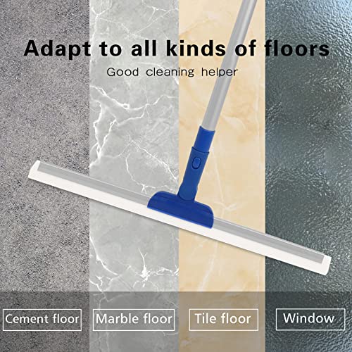 Professional Rubber Floor 180°Rotatable Squeegee Scrubber With 56" Adjustable Long Handle,Remove Water Cleaning Silicone Broom For Bathroom Tile,Shower Glass Doors,Garage Concrete,Marble Floors #TOP4