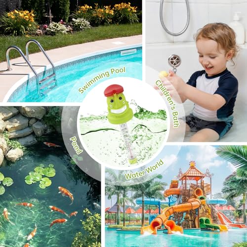 Image of Floating Pool Thermometer, Large Display with String Easy to Read, Shatter Resistant, Water Temperature Thermometer for Outdoor & Indoor Swimming Pools, Spas, Hot Tubs, Aquariums(Tiki)