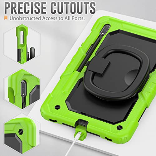 Coque Samsung Galaxy Tab S7 FE antichoc avec poignée rotative verte - 6