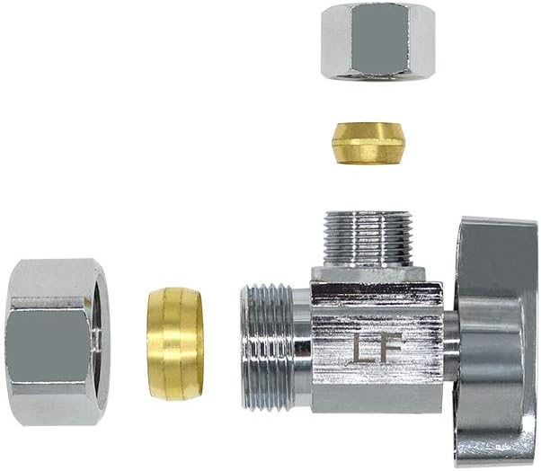 Monster & Master Brass Angle Stop Valve Shut Off Quarter Turn Water Sink Bathroom Toilet Kitchen Shower Plumbing, MM-FV-003