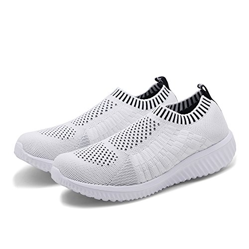 Image of konhill Womens Walking Shoes Slip On Sneakers Breathable Mesh Lightweight Casual Footwear for Daily Commute