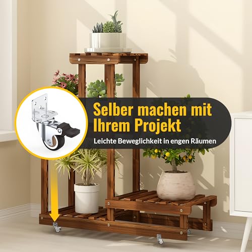 HOLKIE 32 mm Möbelrollen mit Dicker L-Montageplatte Schwerlastrollen Können 45 KG Tragen Rollen für Möbel mit 2 Bremse und 2 ohne Ideale Lenkrollen für Blumenständer,Babybay,Couchtisch (4er-Set)