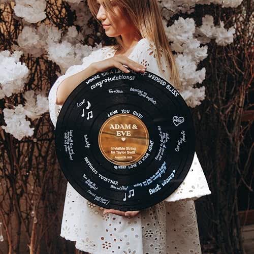 Vintage Vinyl Record Design Wedding Guest Book