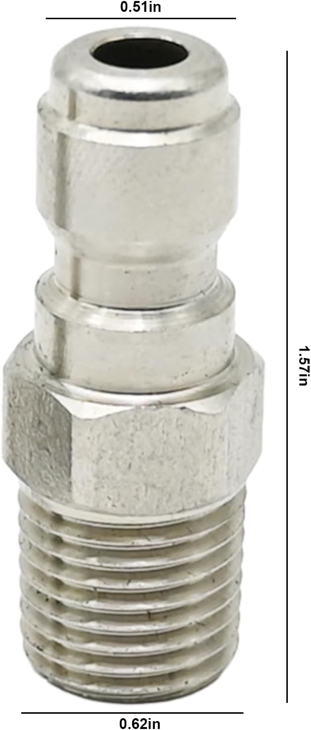 Pressure Wahser Plugs, 1/4" Stainless Steel Quick Connect Plug Male NPT Fitting, 5000 PSI Pressure Washer Plug Fit for Most Metal Couplers, Pack of 2