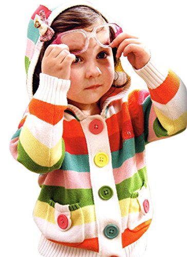 NMYu00ae Cardigan Fille Enfant TRICOTÉ Veste Rayure très Mignon T-Shirt Pull à Manches Longues en Coton pour Enfant Fille 2-11 Ans (120? 6 u0096 7ans?)