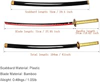 Vista 14 de Espada Demon Slayer para cosplay con soporte para cinturón, 41 pulgadas Kamado Tanjirou Fuego