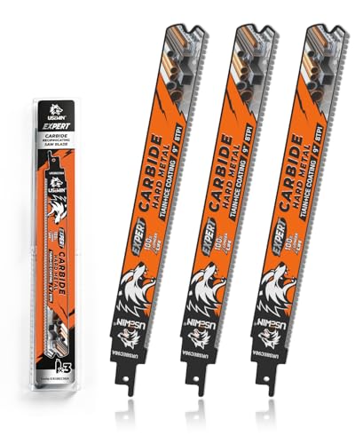 Expert Reciprocating Saw Blade 3 Pack, 9 Inch 8TPI Carbide Sawzall Blades