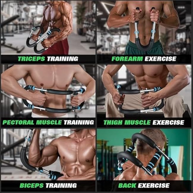 Twister Arm Trainer, Adjustable(60-110) Power Twister Bar, Chest Shoulder Arm Workout Equipment, Portable Detachable Upper Body Fitness Machine for Home & Gym