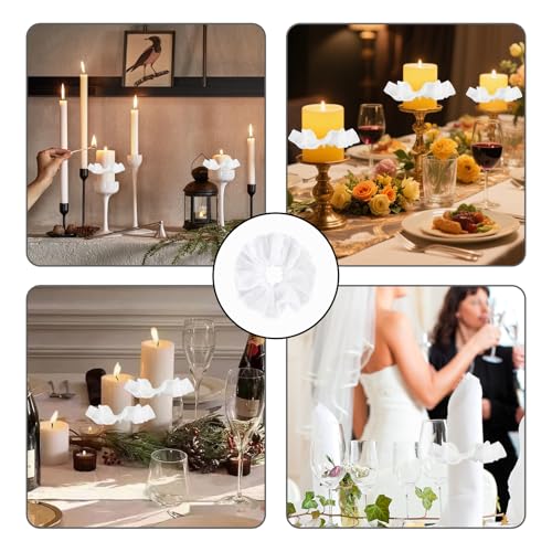 4 Stück tropfschutz kommunionkerze,Weiße Tüll tropfschutz taufkerze,tropfenfänger für kerzen,kerzenhalter kommunionkerze für Kommunionkerzen,Taufkerzen