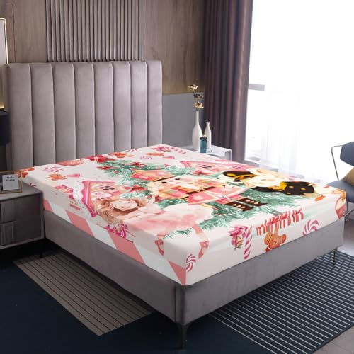 Homewish Rosa Nussknacker Weihnachtsbaum Spannbettlaken 90x200cm...