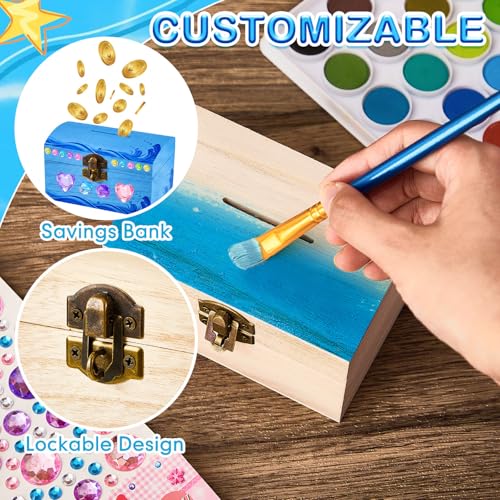 Chapou 24 Pcs Wooden Treasure Chest Boxes Bulk DIY Unfinished Wood Boxes by Chapou - Used condition - Image 3