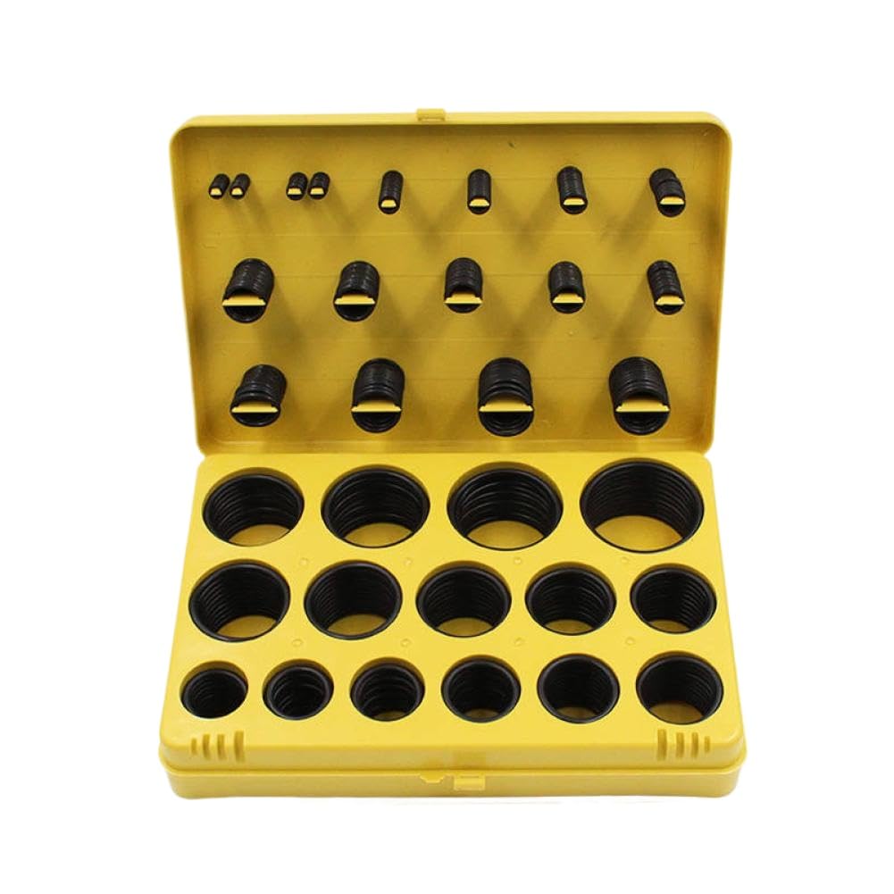 390-teiliges Fluorkautschuk-Ring-Set, grünes FKM-O-Ring-Set, 30 Größen, Dichtungs-Gummi-O-Ringe, Unterlegscheiben-Dichtungs-Sortiment-Set, Box(BFBr-390Blue)