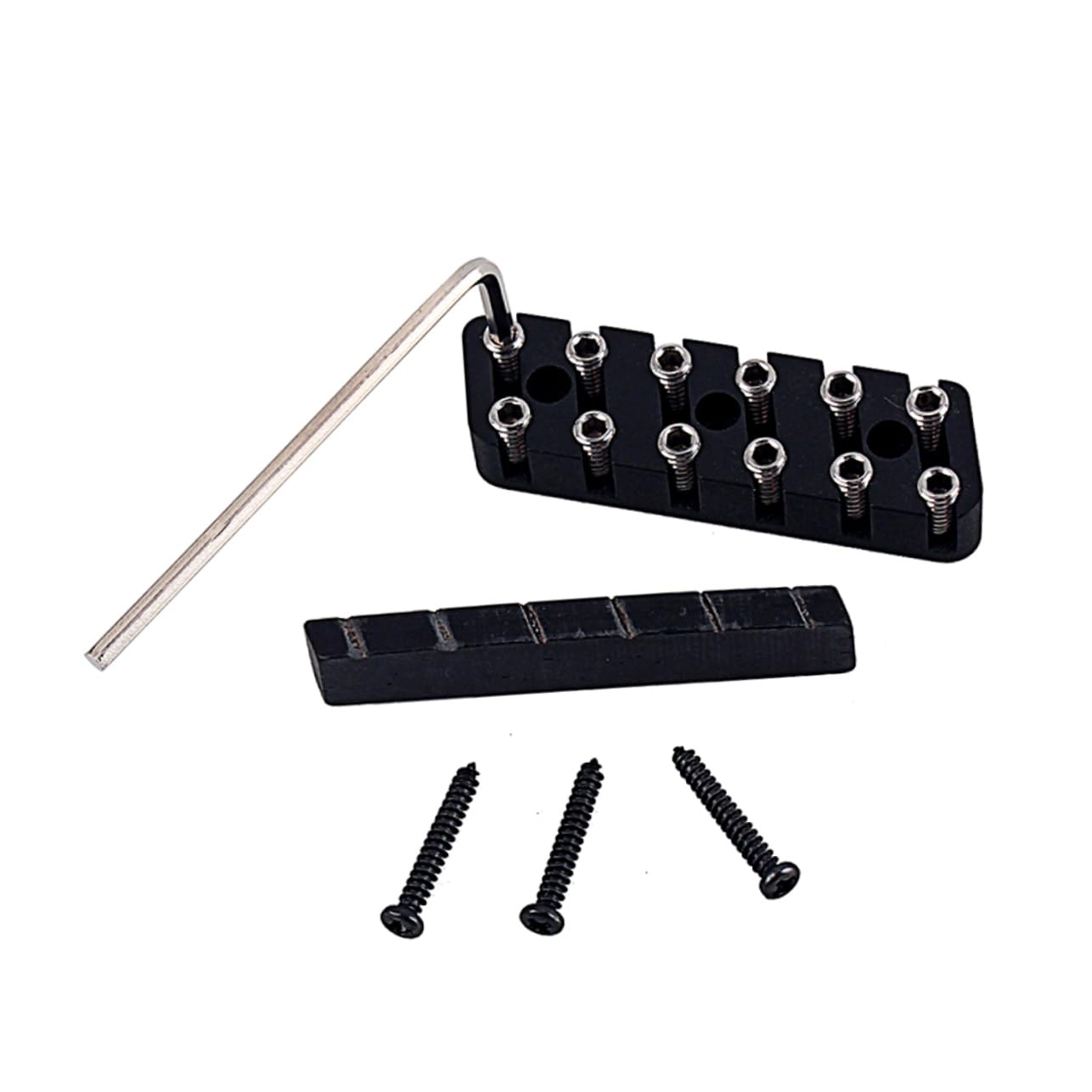 BESTonZON String Locking Nut Stop Nut Set for Electric Guitar 6-string Camel Bone Bridge Nut Black Ga887 Replacement Parts