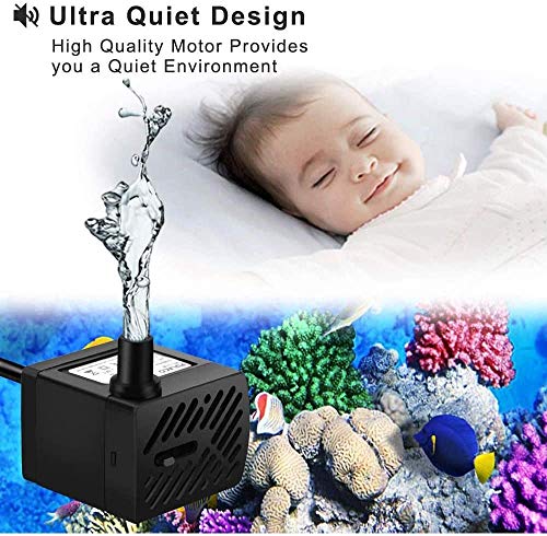 Mini-Tauchwasserpumpe Ultra Quiet mit 6Ft Stromkabel für Aquarien, Fischbecken, Wave Maker Pumpe, Teich, Brunnen, Hydroponics
