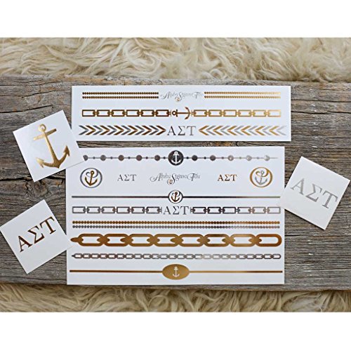 Fashiontats- Alpha Sigma Tau jewelry inspired temporary metallic tattoos p-2009