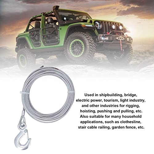 Aramox Corda de arame de guincho, cabo de arame de guincho 4 mm x 12 m, força de 907 kg, aço inoxidá