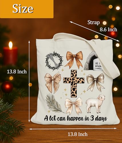Image of Aesthetic Christian Gifts Tote Bag for Church, Religious Tote Bag for Bible Study, Medium Size with Inner Pocket