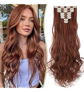 Fanguilar Clip in Hair Extensions, 8PCS 24 Inch Clip in Long Wavy Synthetic Hair Extensions Light...